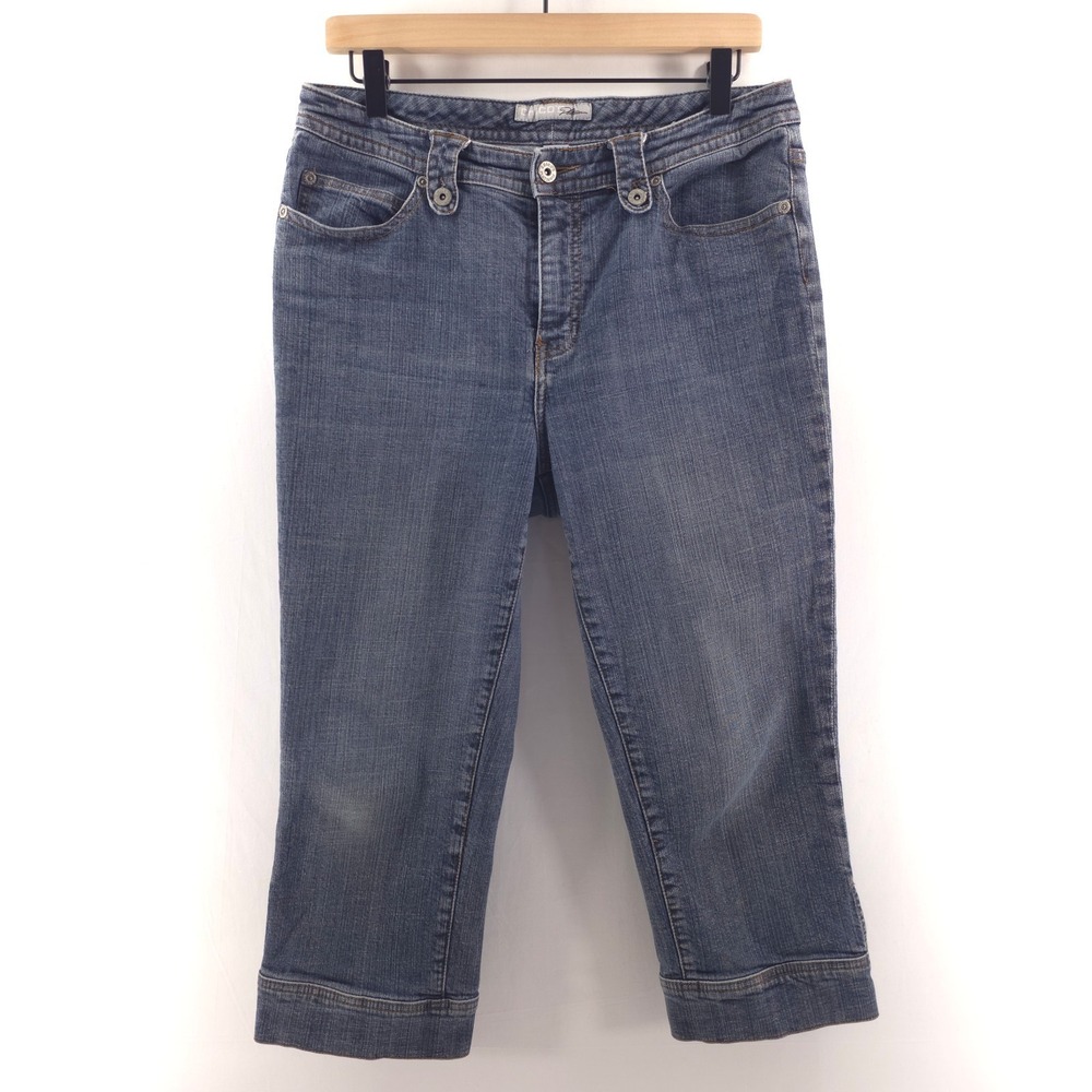 Chico's Women Denim Capri Platinum Jeans Size 1.5 Medium Wash Cropped Cuffed